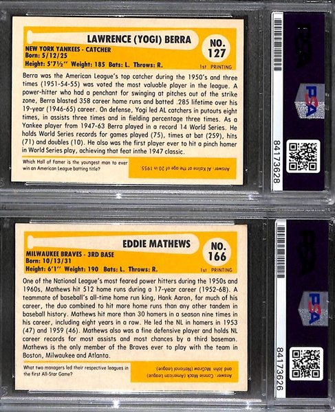 Lot of (4) Signed 1980s TCMA Baseball Immortals Cards - Greenberg, Ruffing, Berra, Mathews - JSA Auction Letter